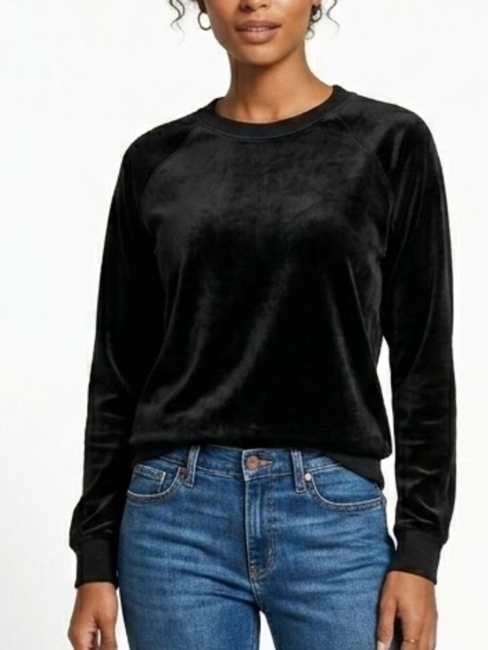 A New Day Goth Whimsigoth Velvet Sweatshirt Black Crewneck Pullover Large L